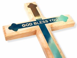Wooden God Bless Golden Cross for Christmas (8...