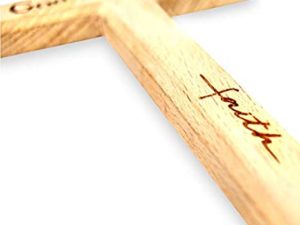 Wooden Engraved Faith Cross for Christmas Decorati...