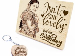 Combo Personalised Engraved Wooden Photo Plaque an...