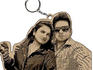 Personalized Wooden Engraved Photo Keyring for Cou...