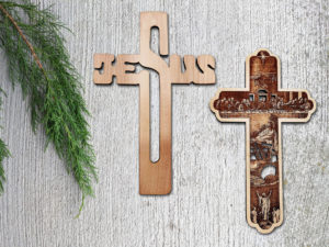 Jesus Name and Engraved Story on Wooden Cross for ...