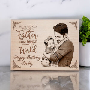 Personalized Happy Birthday Daddy Wooden Engraved Photo Frame (12×9 Inches)