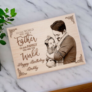 Personalized Happy Birthday Daddy Wooden Engraved Photo Frame (12×9 Inches)