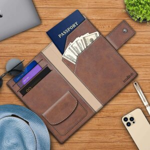Passport Holder Wallet with Coin Pocket, Card Hold...