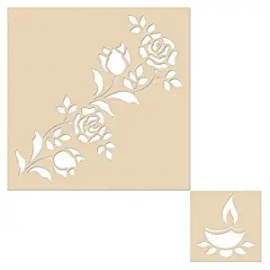 DIY Floral Wooden Rangoli Decoration Stencils Smal...