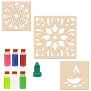 Flower with Border Rangoli Stencils Combo with 6 R...
