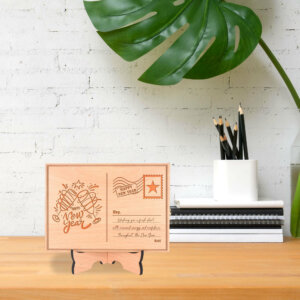 Personalized Wooden Happy New Year Postcard With W...