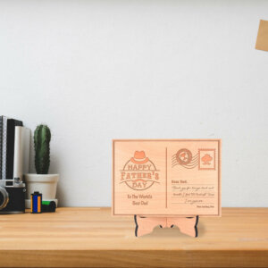 Personalized Wooden Engraved Postcard For Father W...