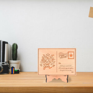Personalized Wooden Happy New Year Postcard With W...