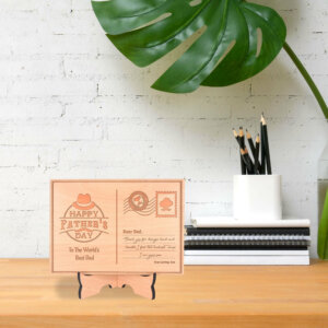 Personalized Wooden Engraved Postcard For Father W...