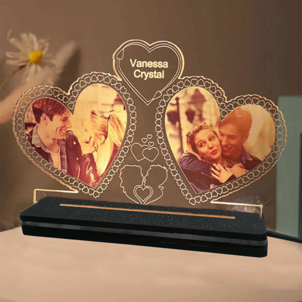 Double Heart Photo LED Lamp