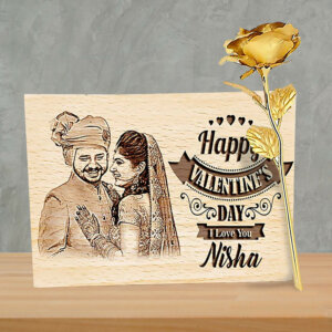 Vday Gift Combo Wood Frame & 24K Gold Plated ...