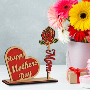 Wooden Mother’s Day Rose and Mother Day Hear...