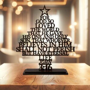 Wooden Christmas Tree With Bible Verse For Christm...